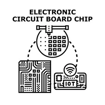 Creating modern electronic circuit board chips for innovation Stock Illustration