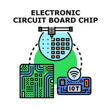 Creating modern electronic circuit board chips for innovation Stock Illustration