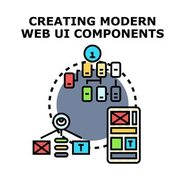 Creating modern web user interface components concept Illustrazione stock
