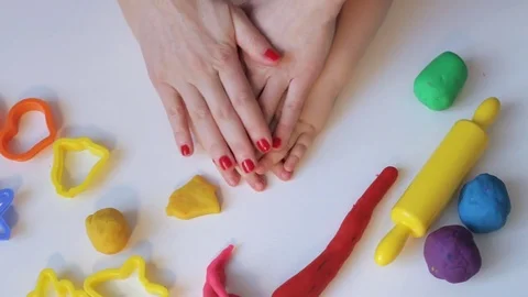 Creating moon from plasticine Video stock 71332384