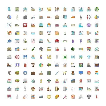 Creating a multi colored modern vector line icon collection for various theme Stock Illustration