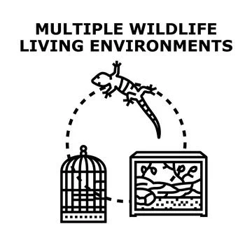 Creating multiple wildlife living environments vector concept 库存插图