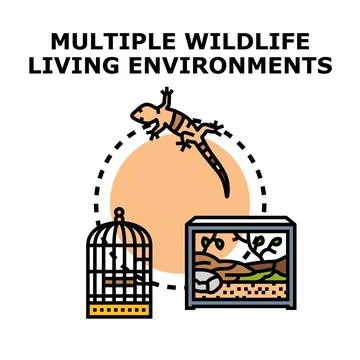 Creating multiple wildlife living environments vector concept 库存插图