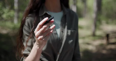 Creating nature-inspired art in a serene forest setting during daylight hours Stock Footage 346612838