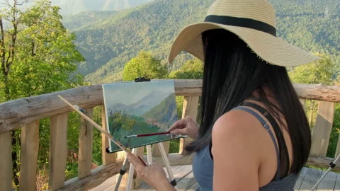 Creating nature inspired artwork Stock Footage 144331704