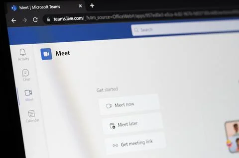 Creating neeting in Microsoft team app Stock Photos
