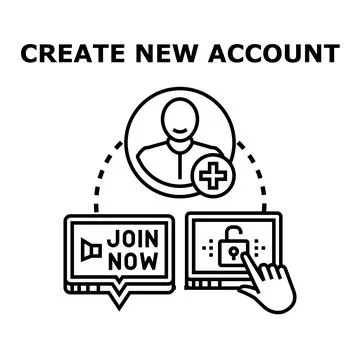 Creating new account process for online registration Ilustración de archivo