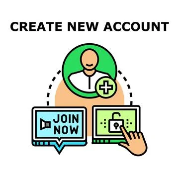 Creating new account process for online registration Ilustración de archivo