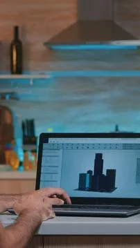 Creating new component in CAD program working from home 스톡 사진