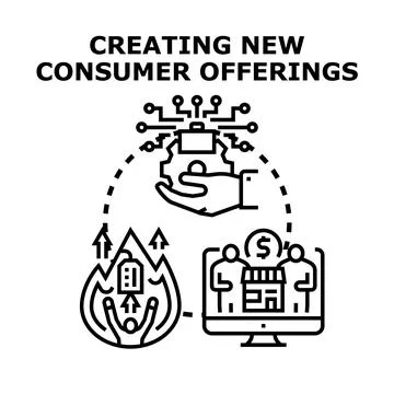 Creating new consumer offerings developing innovative services Illustrazione stock