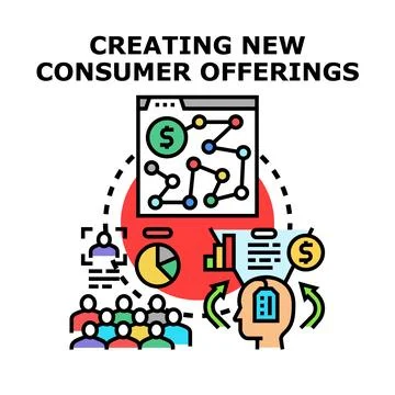 Creating new consumer offerings strategy development process Stock Illustration