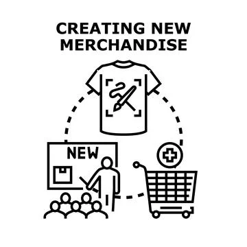 Creating new merchandise product development process icon Stock Illustration