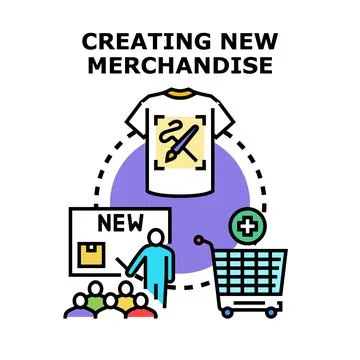 Creating new merchandise product development process icon Stock Illustration