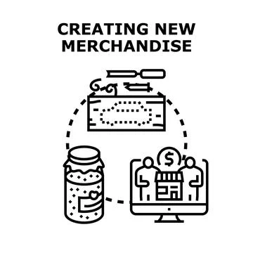 Creating new merchandise product development process Stock Illustration