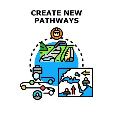 Creating new opportunities and finding direction pathways Stock Illustration