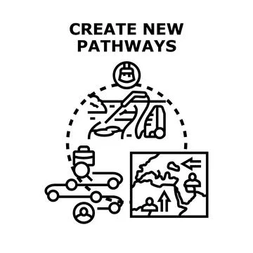 Creating new opportunities and finding direction pathways Stock Illustration