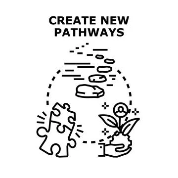 Creating new pathways innovation development strategy concept Illustrazione stock
