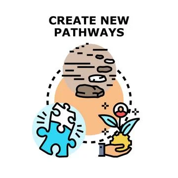 Creating new pathways innovation development strategy concept Stock Illustration