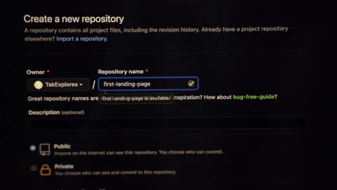 Creating New Repo In GitHub. Typing Repository Name And Description. close Video stock 164826794