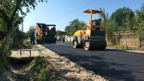 Creating a new road-asphalt surface Stock Footage 96326697
