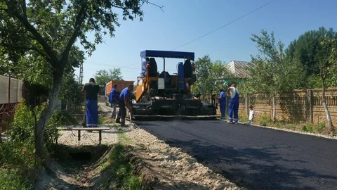 Creating a new road-asphalt surface Stock Footage 96327011