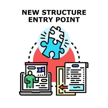 Creating new structure entry point solution concept Stock Illustration