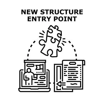 Creating new structure entry point solution concept Stock Illustration