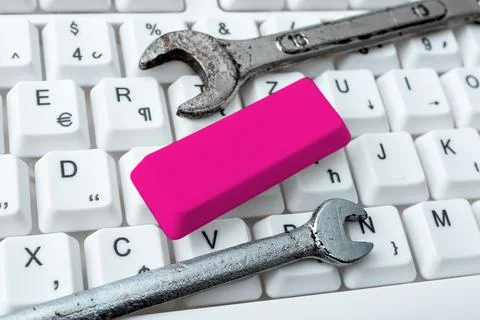 Creating New Word Processing Program, Fixing Complicated Programming Codes, Safe Foto stock