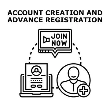Creating online account and advance registration process Stock Illustration