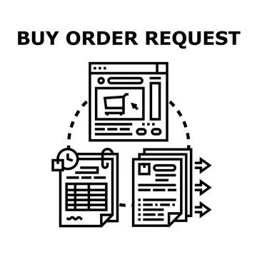 Creating online buy order requests for business transactions Stock Illustration