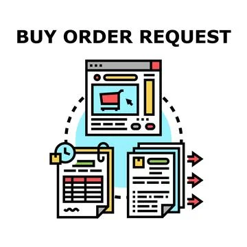 Creating online buy order requests for business transactions Stock Illustration
