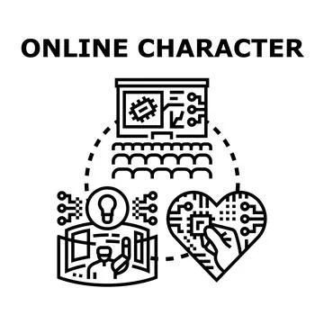 Creating online character in virtual reality experience Stockillustratie