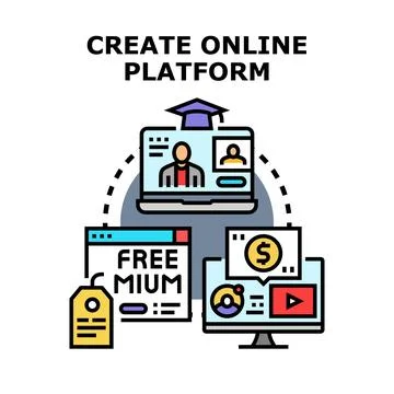 Creating online educational platform for digital business Illustrazione stock