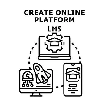 Creating online learning platform and educational system development Stock Illustration