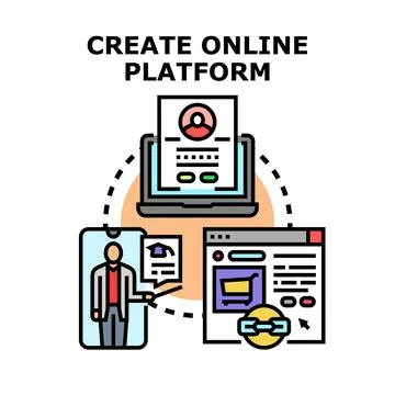 Creating online platform for digital education and e commerce 스톡 일러스트