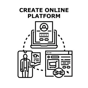 Creating online platform for digital education and e commerce Stock Illustration