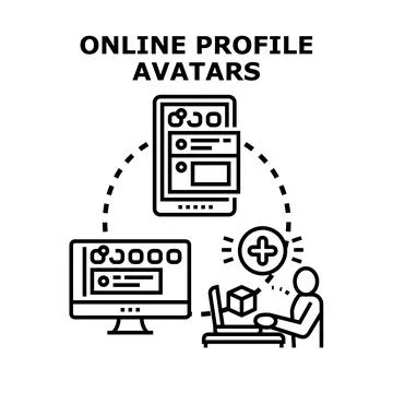 Creating online profile avatars for digital identity Stock Illustration