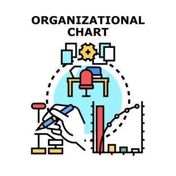 Creating organizational chart analyzing business data process Stock Illustration