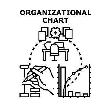 Creating organizational chart analyzing business data process Stock Illustration