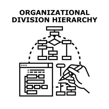 Creating organizational division hierarchy flowchart diagram Illustrazione stock