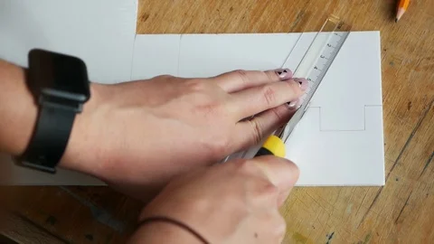 Creating a paper layout of the house Stock Footage 116679928