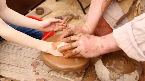 Creating a pot on a potter's wheel. Stock Footage 62112430