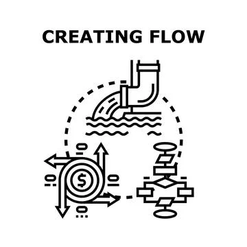 Creating process flow diagram for business management Stock Illustration