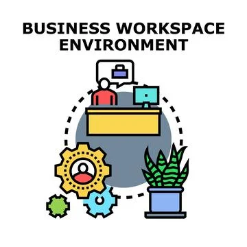 Creating product business workplace environment vector concept Stock Illustration