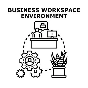 Creating product business workplace environment vector concept Stock Illustration