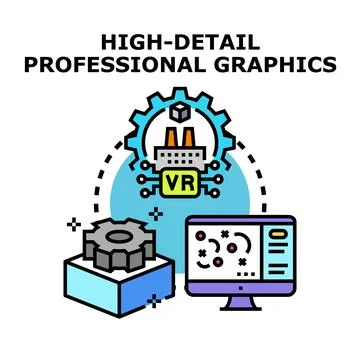 Creating professional high detail graphics for virtual reality Stock Illustration