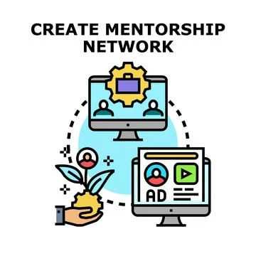 Creating professional mentorship network for development and growth Stock Illustration