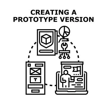 Creating prototype version for application development cycle 库存插图