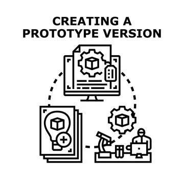 Creating prototype version process for product development Illustrazione stock