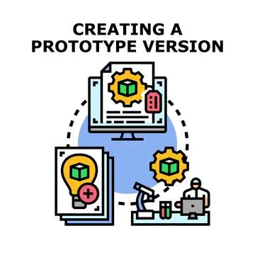 Creating prototype version process for product development Stock Illustration